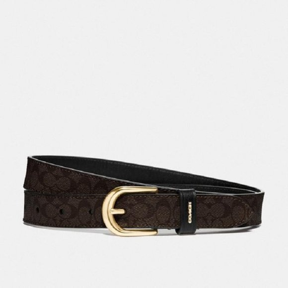 $79 NWT *FINAL PRICE* (Large) COACH CLASSIC BELT IN SIGNATURE CANVAS - Picture 1 of 8